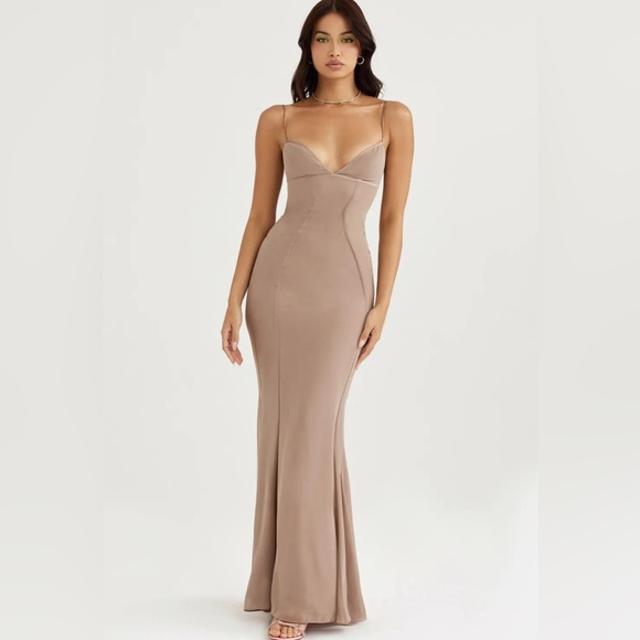 HOUSE OF CB 'Loren' Latte Corset Maxi Dress